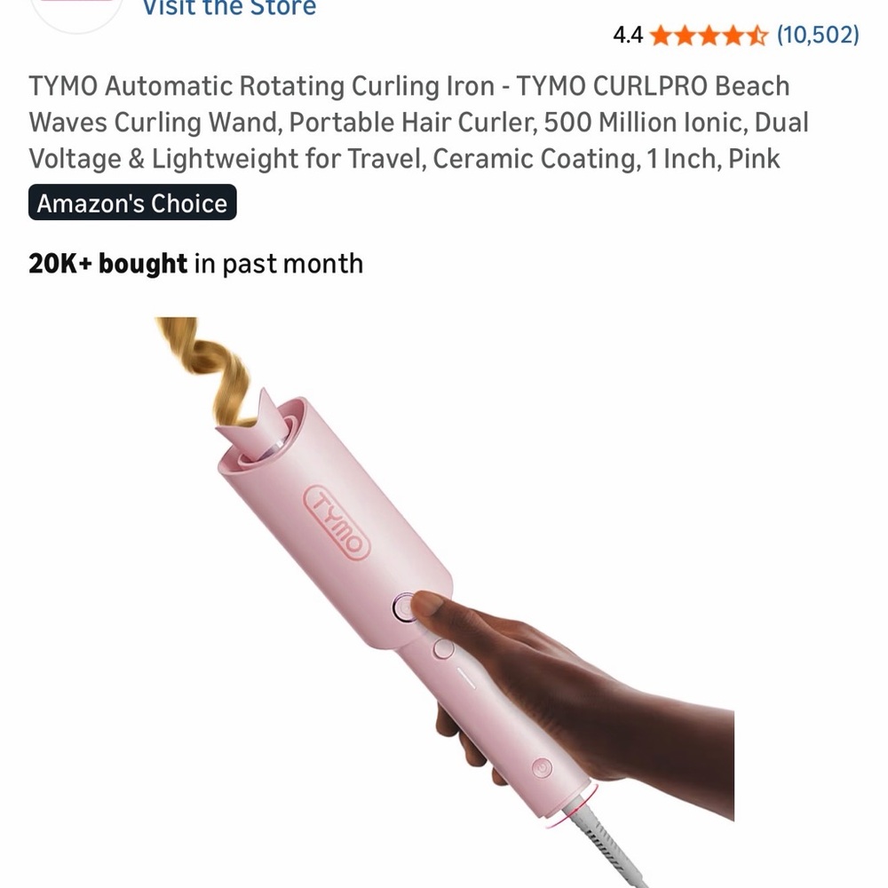 TYMO Pink Automatic Rotating Curling Iron